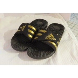 Gold and Black Adidas Slides Men's Size 8